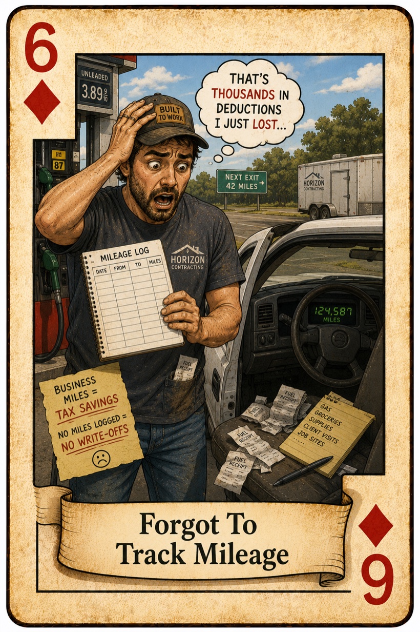 6 of Diamonds - Forgot to track mileage and lost tax write-offs
